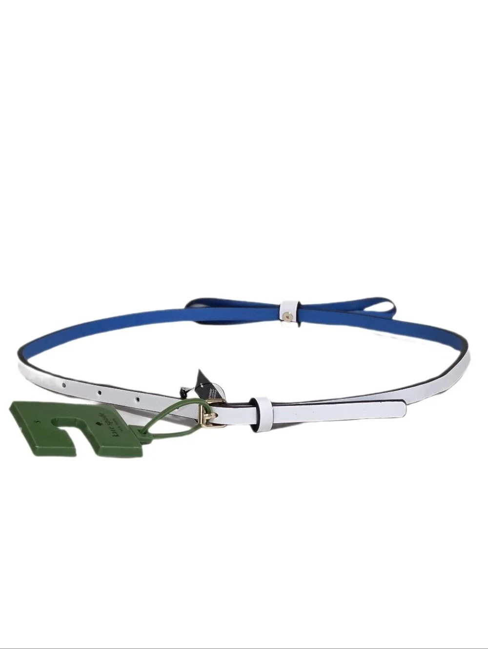 Kate Spade New York Colorblock Bow Belt Leather White/Blue Size Small
